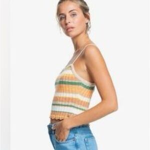 Roxy Knit Striped Cropped Tank Top Women's size S